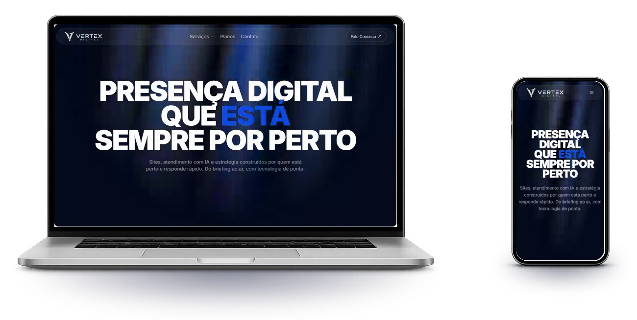 Site Vertex Digital em notebook e celular